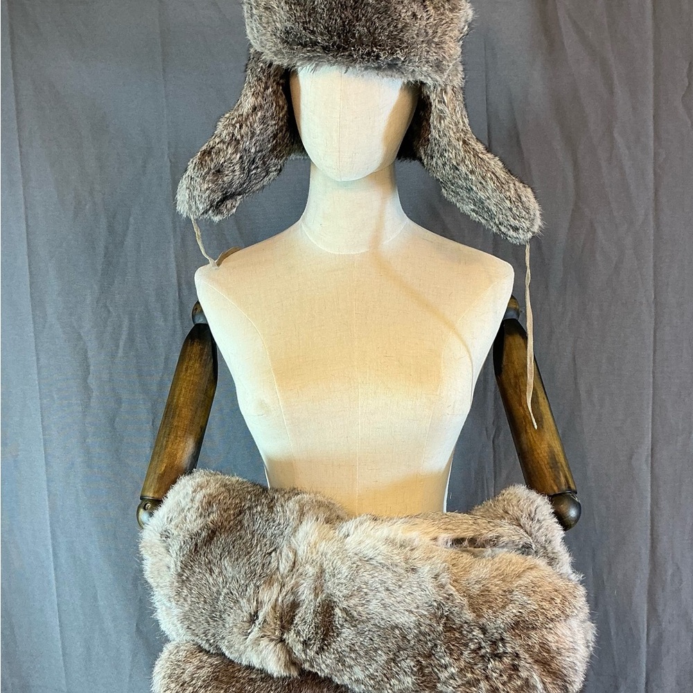 matching Rabbit fur Mittens and Hat